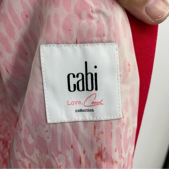 Cabi Beau Blazer Jacket Sz 4 Red Gold 3-Button Bow 3/4 Sleeve Office Career - Picture 2 of 9